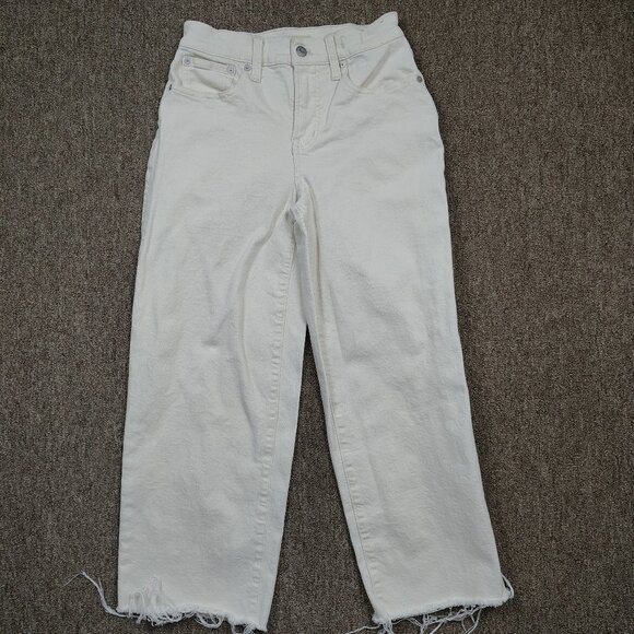 MADEWELL Jeans Women's 25P White Perfect Vintage Wide Leg Crop Stretch Denim - Picture 1 of 8
